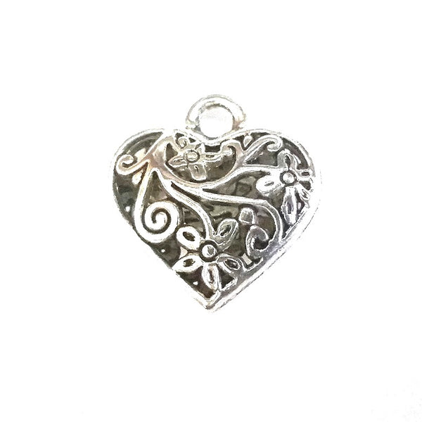 Filigree Heart Charms, Heart Vintage Charms Pendant, Heart Jewelry, Gift  for Her