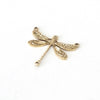 Large Gold Dragonfly Pendant Connector Charm, 3 Loops, 24 Kt Gold Plated Brass, Lot Size 10, #06G