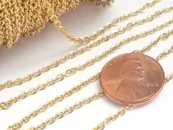 30 Feet Bulk Chain Copper Silver Bronze Rose 14K Gold Chain by the