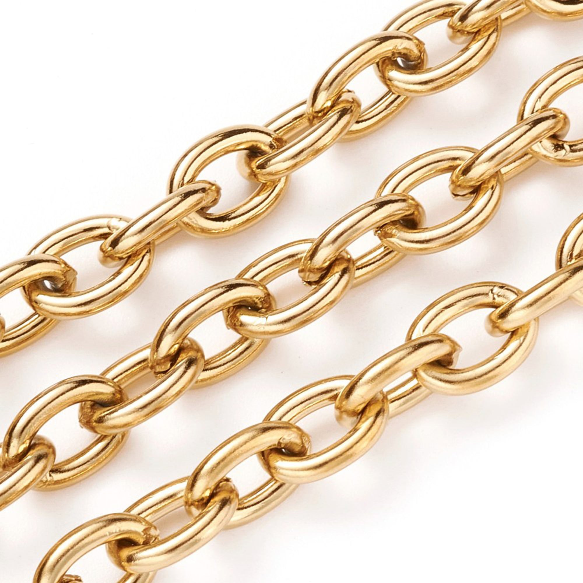 Gold Stainless Steel Jewelry Making Chain, Bracelet Chain, 6x8x1.5mm, Lot Size 30 Feet, #1932-1 G