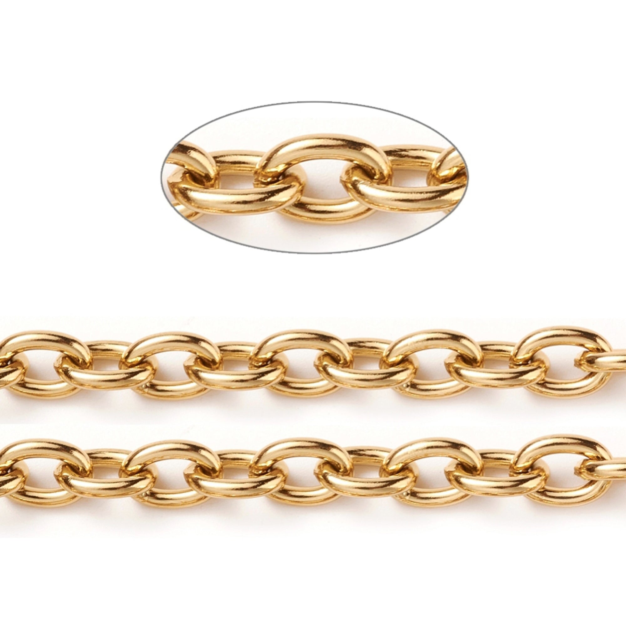 Gold Stainless Steel Jewelry Making Chain, Bracelet Chain, 6x8x1.5mm, Lot Size 30 Feet, #1932-1 G