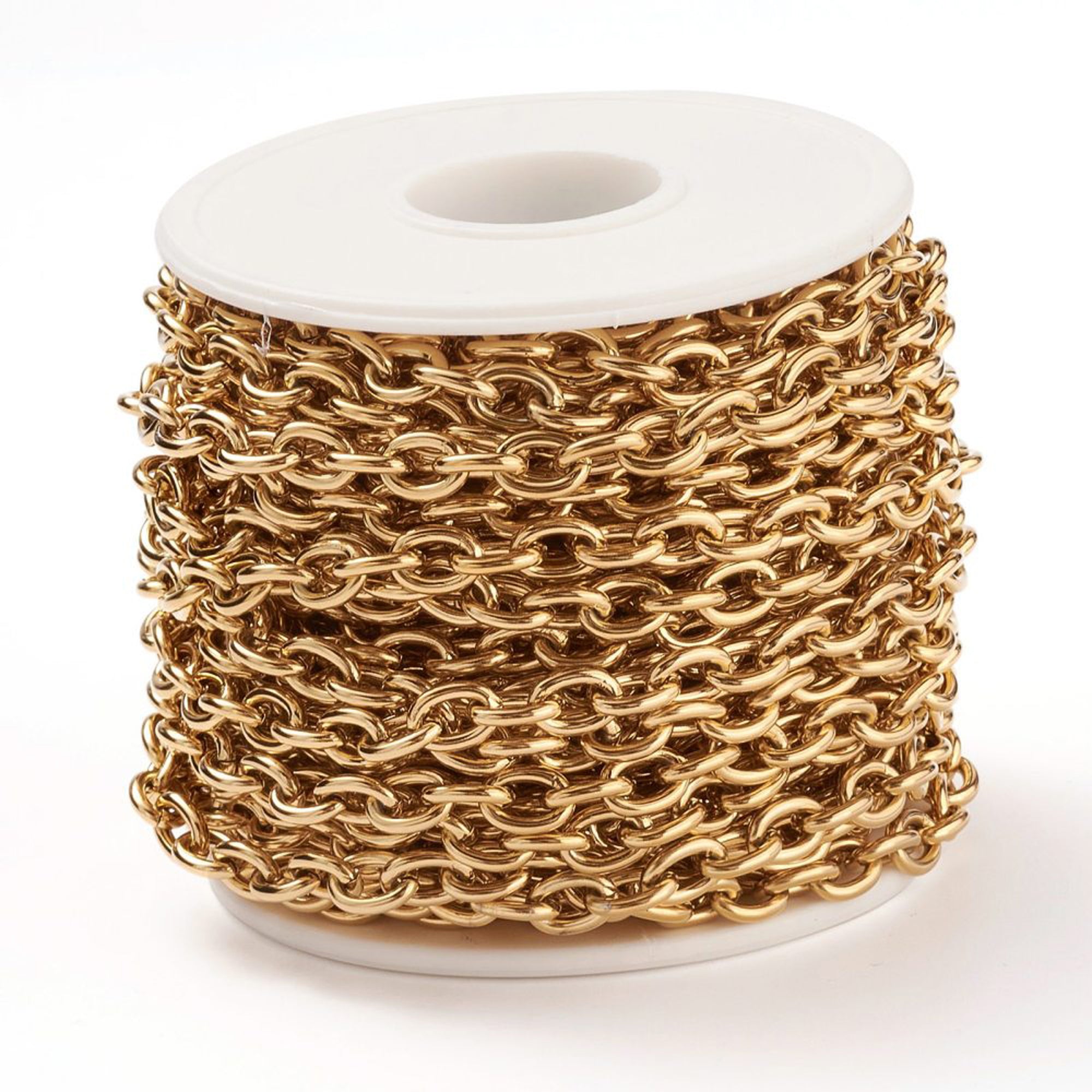 Gold Stainless Steel Jewelry Making Chain, Bracelet Chain, 6x8x1.5mm, Lot Size 30 Feet, #1932-1 G