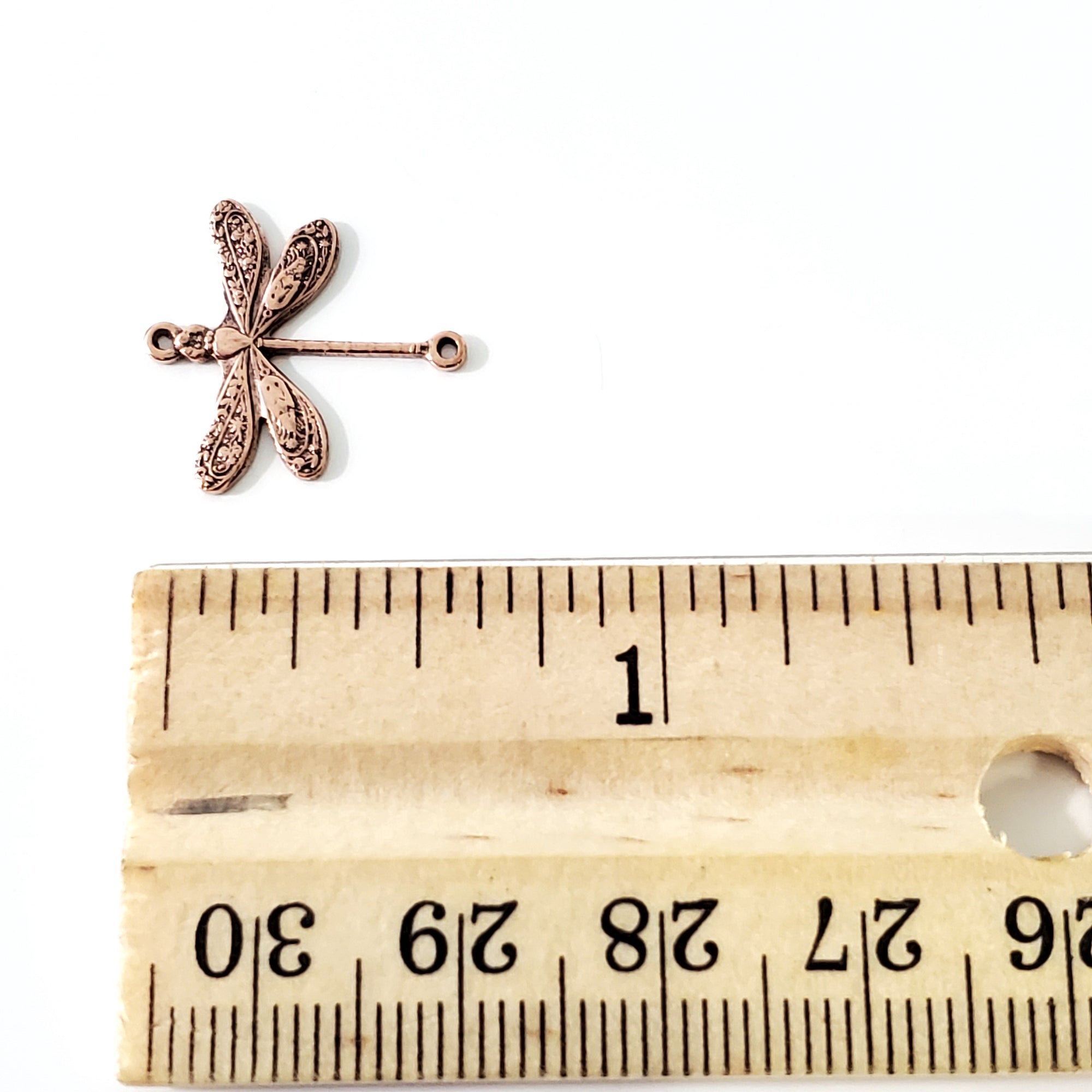 Small Rose Gold Dragonfly Connector Charm, 2 Loops, 24 Kt Gold Plated Brass, Lot Size 10, #02 RG