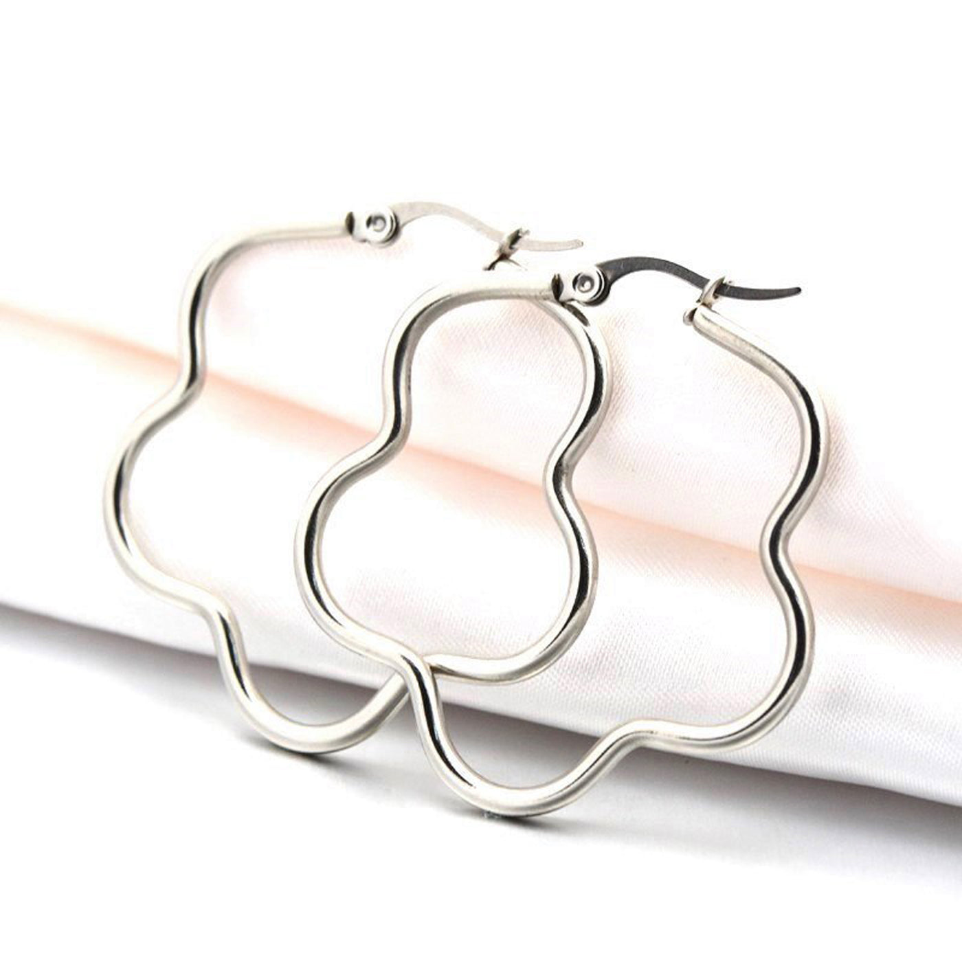 Flower Hoop Earring Findings,38mm, 6 Pairs, #12