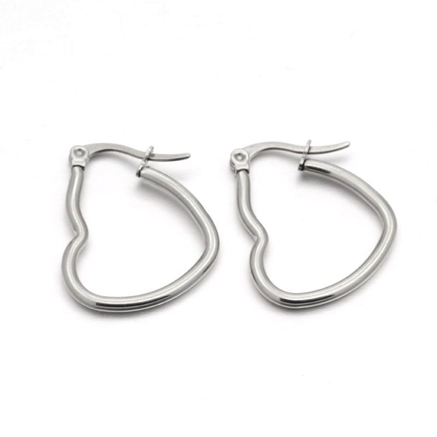 Heart Shape Hoop Earring Findings, 37mm, 6 Pairs, #16