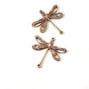 Rose Gold Filigree Dragonfly Connector Charm, 2 Loop, 24 Kt Rose Gold Plated Brass, Lot Size 10, #09 RG