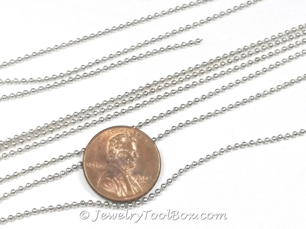 1.5mm Ball Chain, Stainless Steel, Lot Size 25 Meters Spooled #1923