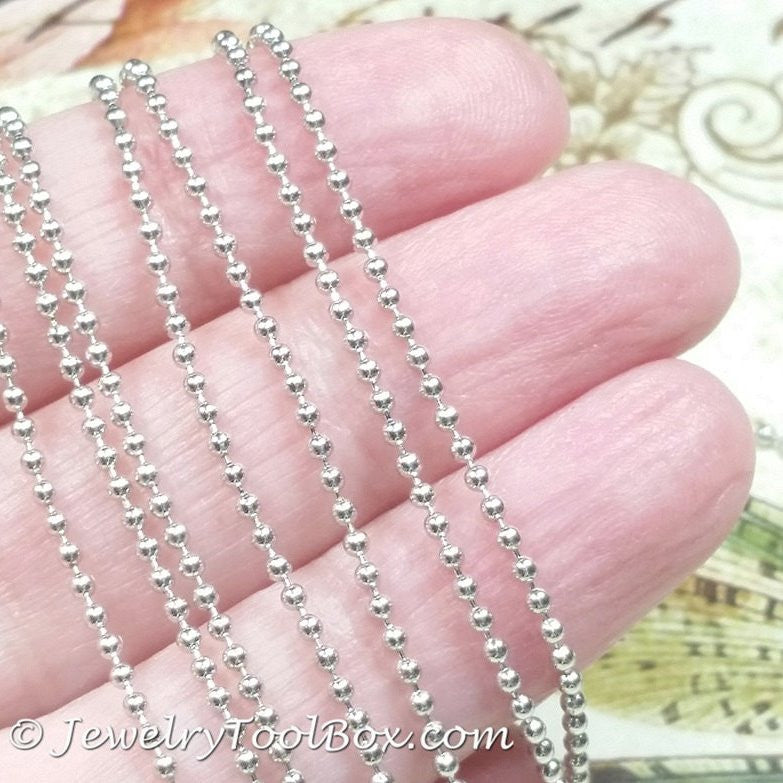 1.5mm Ball Chain, Stainless Steel, Lot Size 25 Meters Spooled #1923