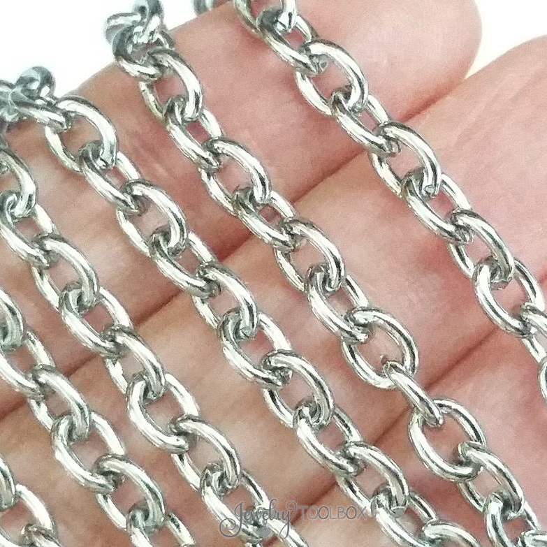 Oval Link Chain, Stainless Steel, 6x4.5mm, 16 Gauge, Lot Size 50 Meters, #1934
