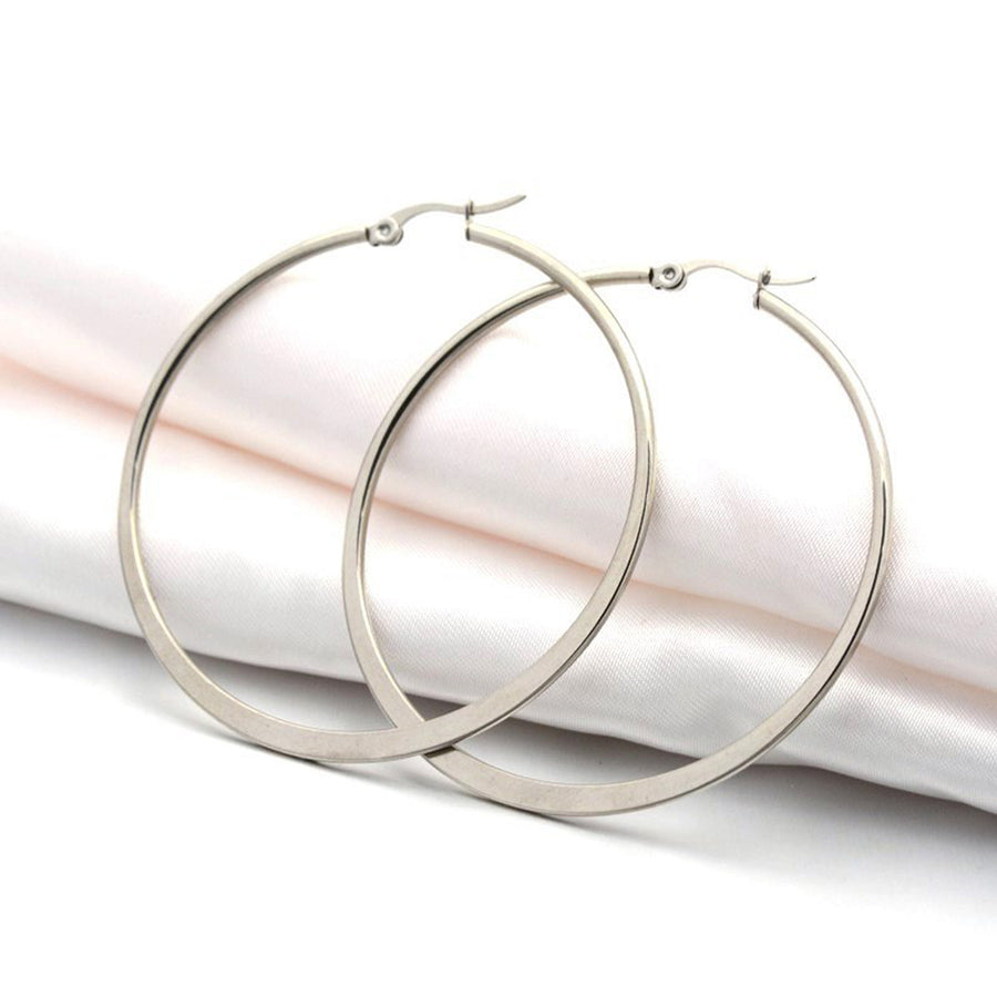 Hoop Earring Findings, Flattened Bottom Edge, 55mm, 6 Pairs, #24