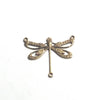 Large Antique Brass Filigree Dragonfly Pendant Connector Charm, 3 Loops, Lot Size 10, #10B