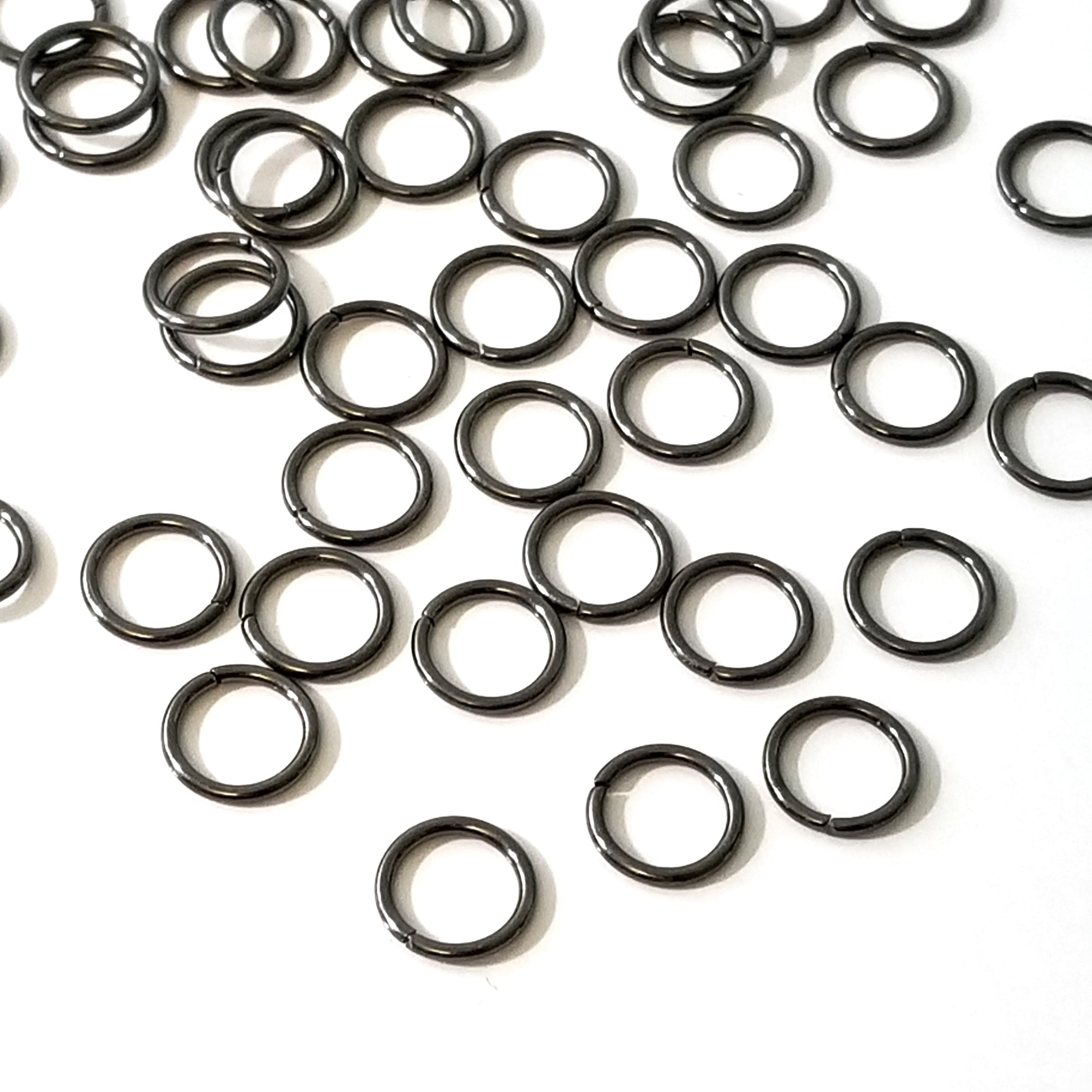 10mm Hematite / Black Stainless Jump Rings, 10x1.2mm, 7.6mm Inside Dia -  Jewelry Tool Box