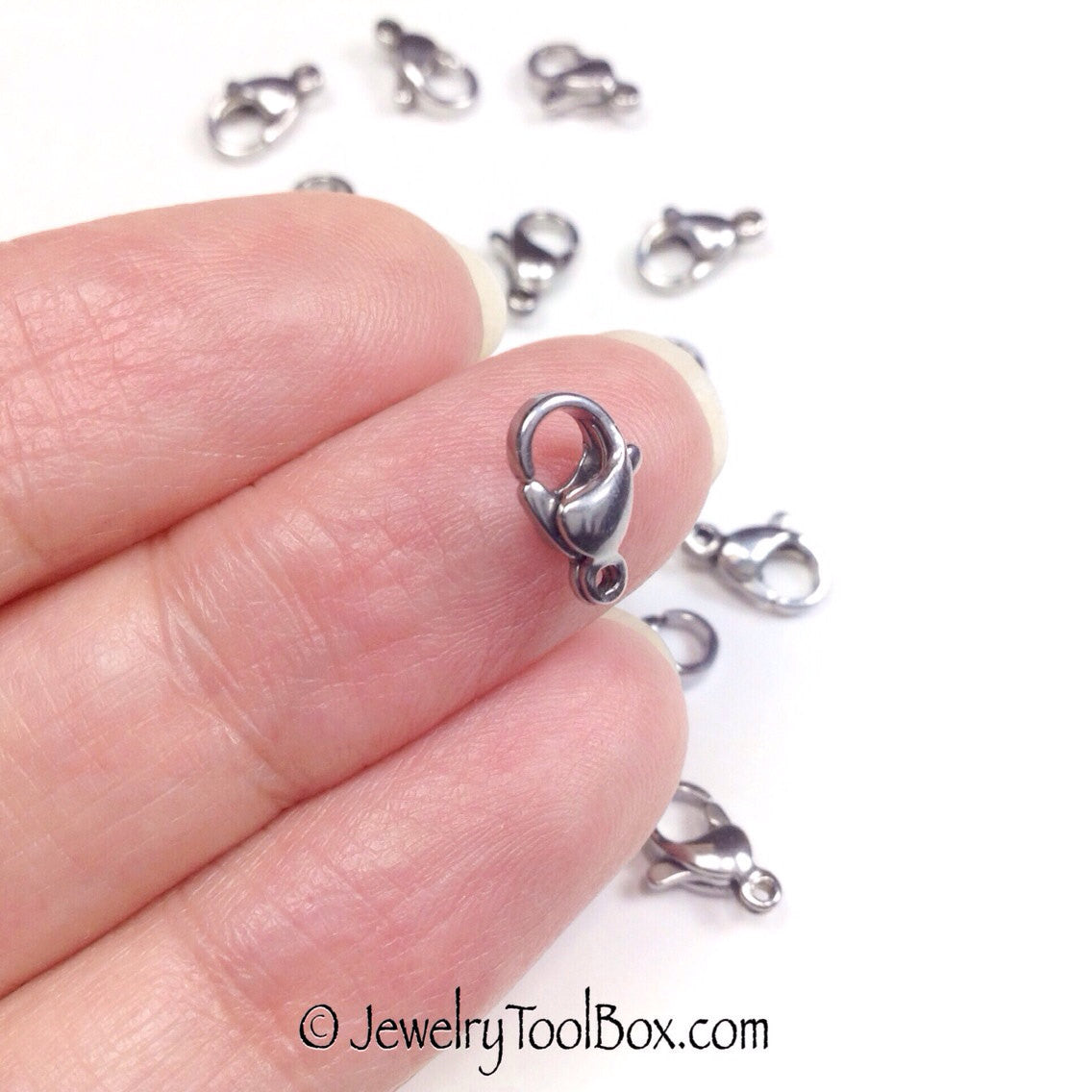 10mm Lobster Clasps, Stainless Steel, Lot Size 100 Clasps
