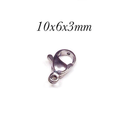 10mm Lobster Clasps, Stainless Steel, Lot Size 100 Clasps