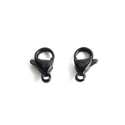 13mm Black Lobster Clasps, Stainless Steel, Lot Size 100 Clasps