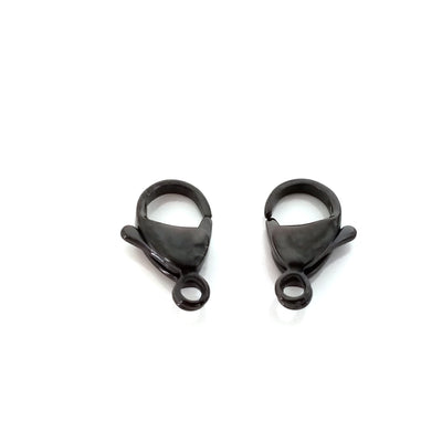 15mm Black Lobster Clasps, Stainless Steel, Lot Size 100 Clasps