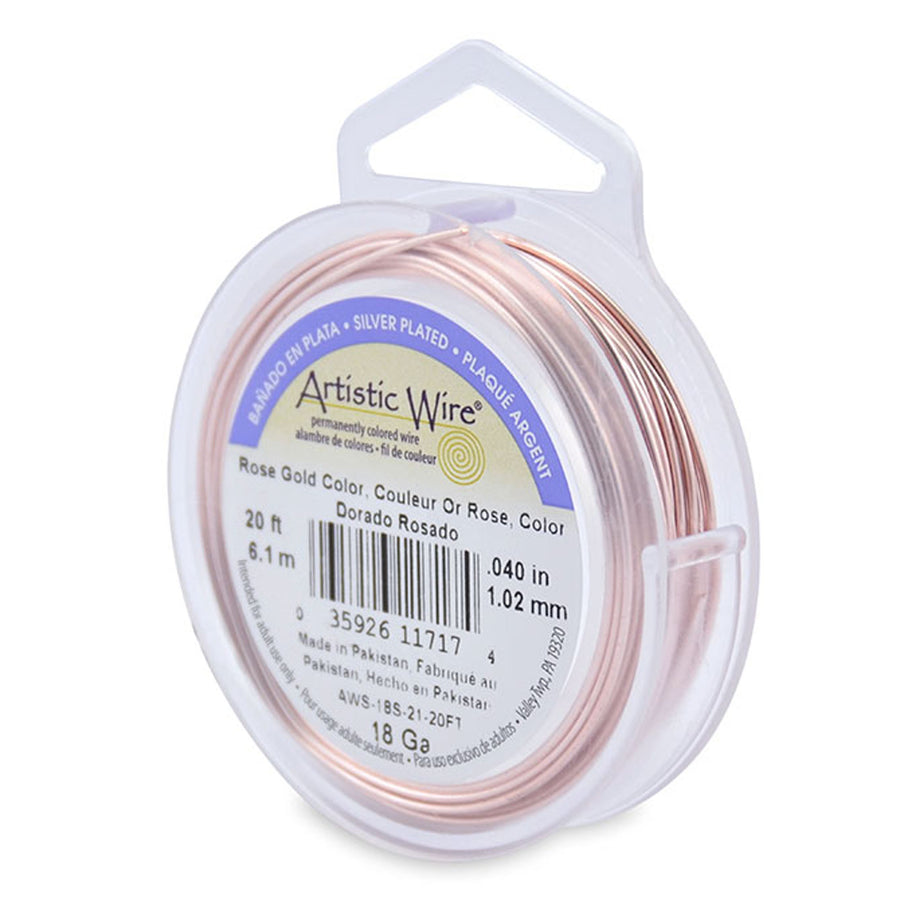 Rose Gold Colored Copper Wire, Anti-Tarnish, 18 Gauge, 20 Feet, Artistic Wire