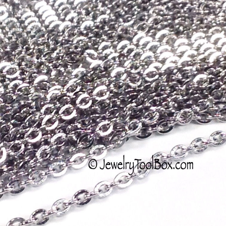 304 Stainless Steel Cross O Flat Link Chain round Jewelry Making Chain –  Rosebeading Official