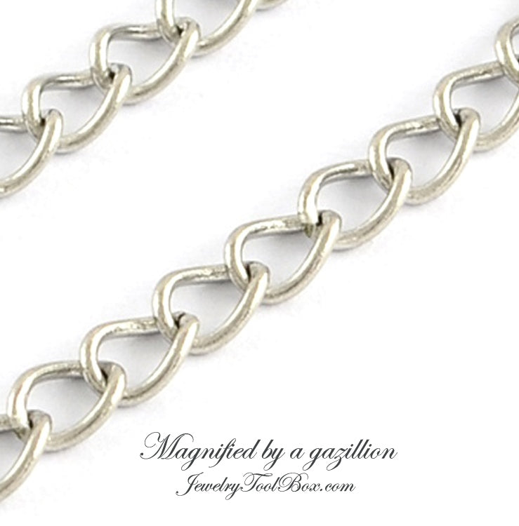 Twist Chain, Stainless Steel Soldered Links, 3x4x0.5mm, 25 Meters Spooled, #1925