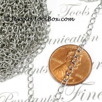 Twist Chain, Stainless Steel Soldered Links, 3x4x0.5mm, 25 Meters Spooled, #1925