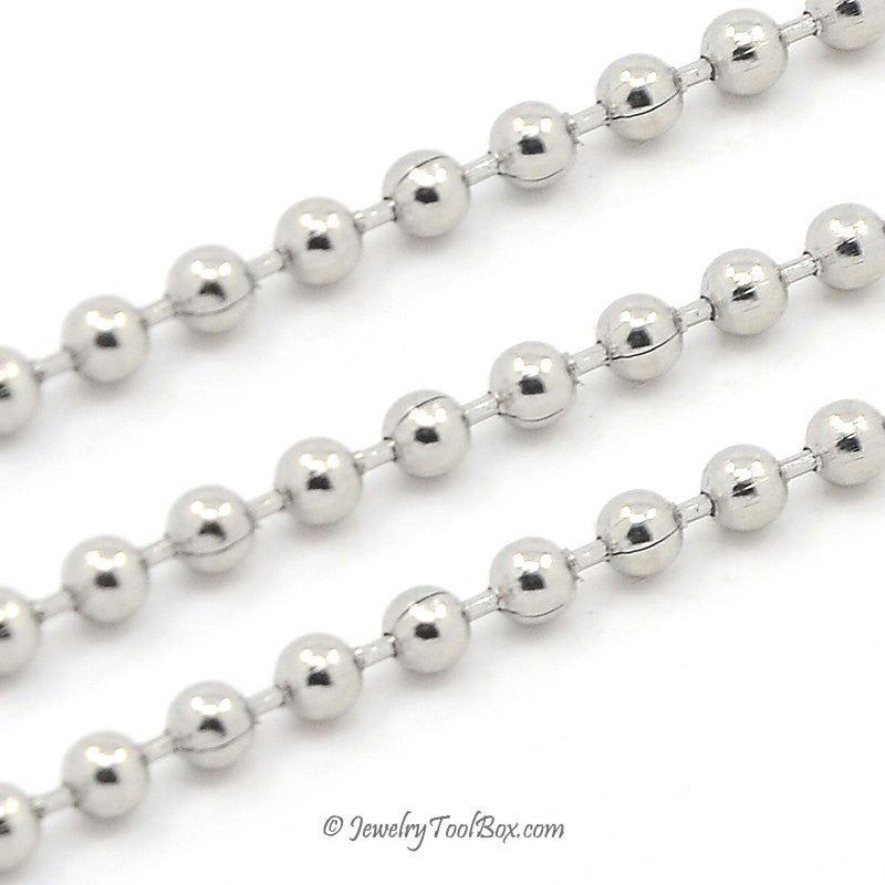 2mm Ball Chain, Stainless Steel, Lot Size 25 Meters Spooled, #1916 D