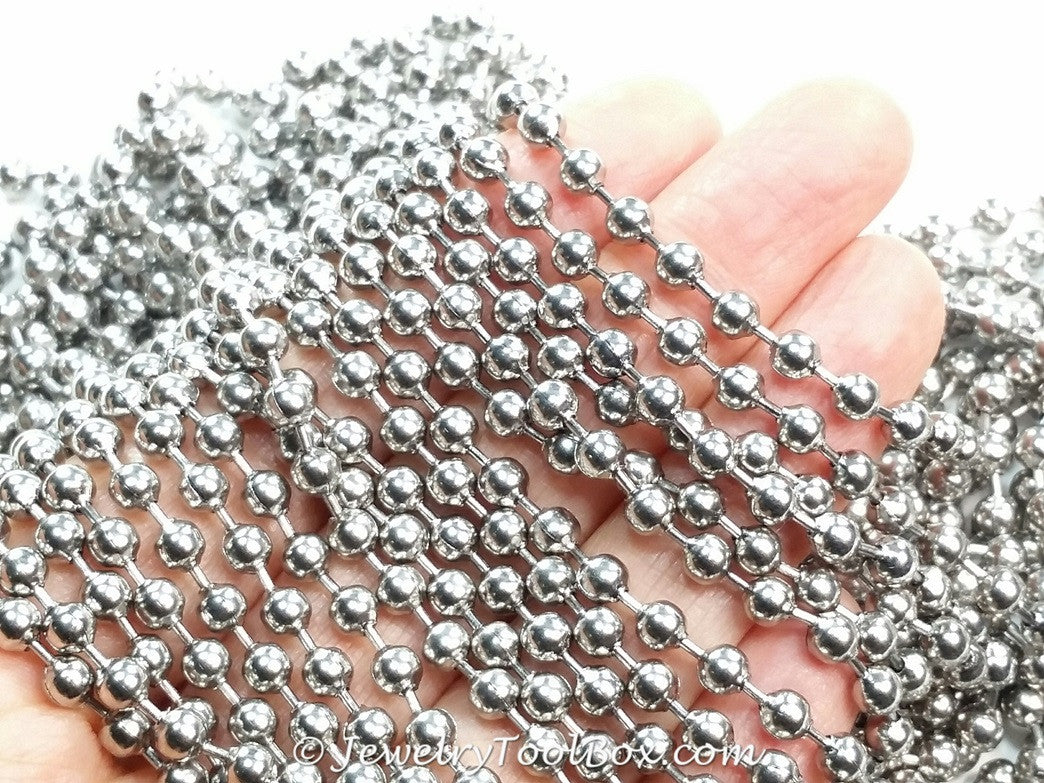 4mm Ball Chain, Stainless Steel, Lot Size 10 Meters Spooled, #1916 B