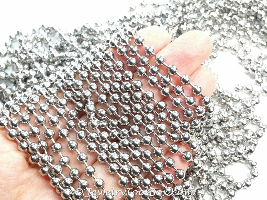 4mm Ball Chain, Stainless Steel, Lot Size 10 Meters Spooled, #1916 B