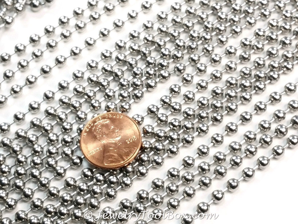 4mm Ball Chain, Stainless Steel, Lot Size 10 Meters Spooled, #1916 B