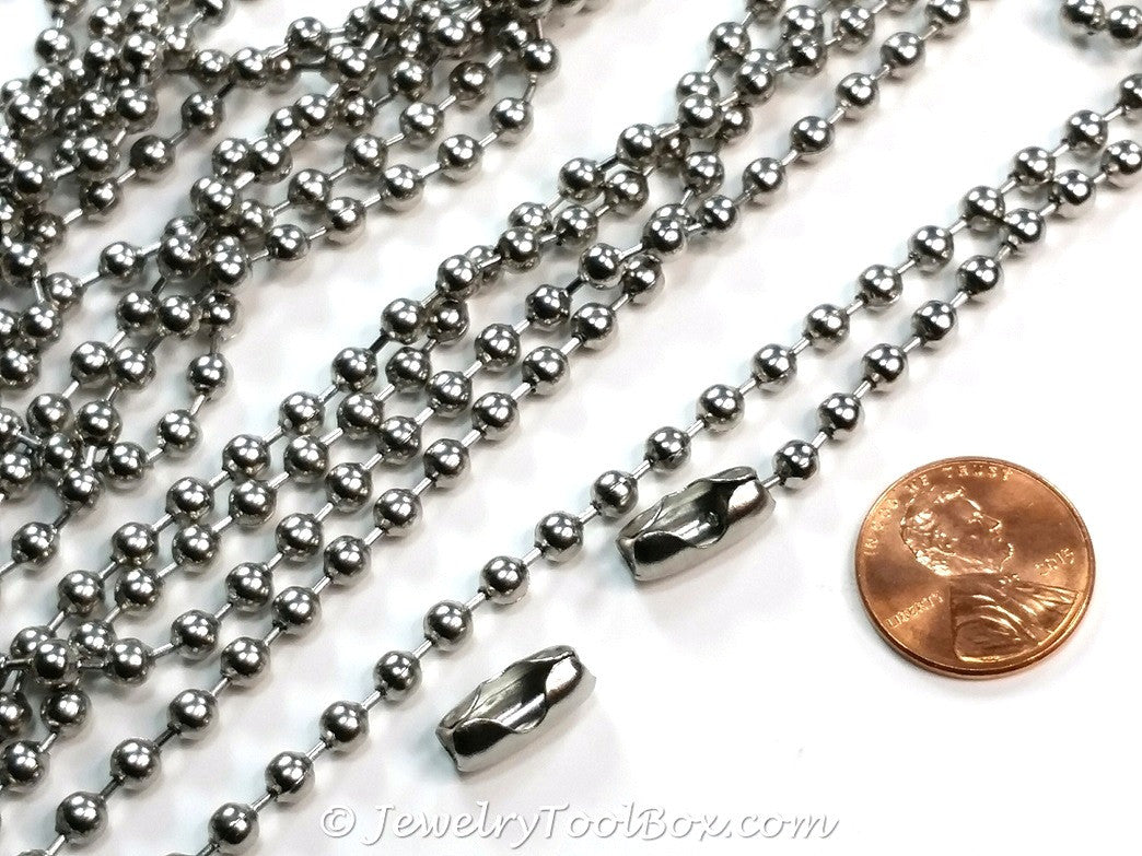 4mm Ball Chain, Stainless Steel, Lot Size 10 Meters Spooled, #1916 B