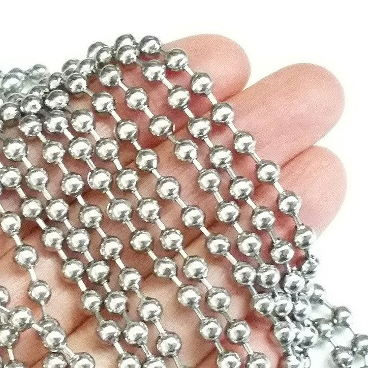 4mm Ball Chain, Stainless Steel, Lot Size 10 Meters Spooled, #1916 B