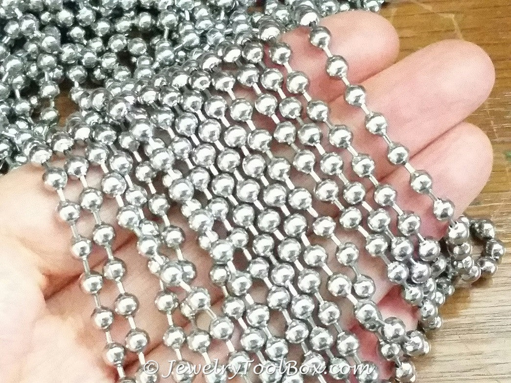 1.5mm Ball Chain, Stainless Steel, Lot Size 25 Meters Spooled