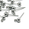 4mm Ball Earrings Posts, 2mm Loop, 0.7mm Pin, 100 Pieces, #1359