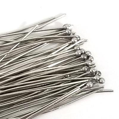 Stainless Steel Ballpins, 50mm (2 inches), 0.6mm thick, 23 gauge, Lot Size 50 (Approximately), #1302-50