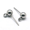 5mm Ball Earrings Posts, 2mm Loop, 0.7mm Pin, 100 Pieces, #1358