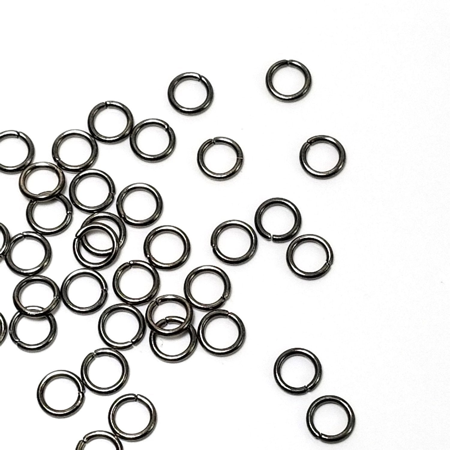 5mm Hematite / Black Stainless Jump Rings, 5x0.8mm, 3.4mm Inside