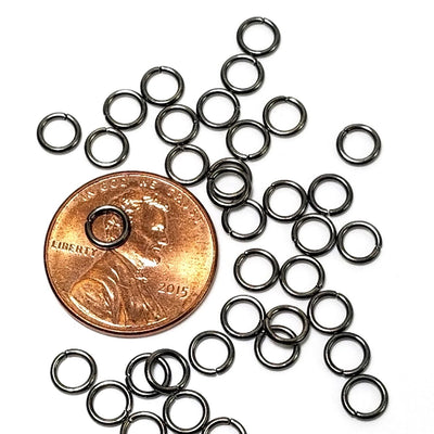 5mm Hematite / Black Stainless Jump Rings, 5x0.8mm, 3.4mm Inside Diameter, Closed Unsoldered, Lot Size 50 Pieces