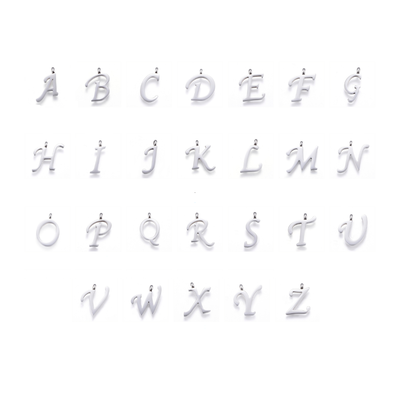 Letter Pendants, Stainless Steel, Full Alphabet of 26 Letters