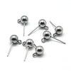 6mm Ball Earrings Posts, 2mm Loop, 0.7mm Pin, 100 Pieces, #1360