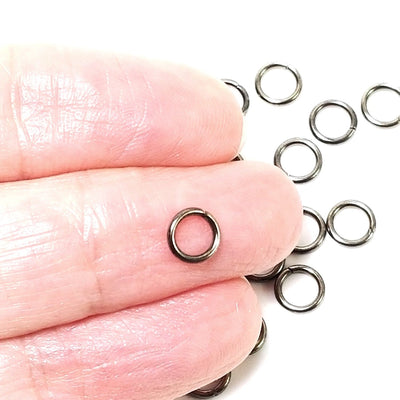 6mm Hematite / Black Stainless Jump Rings, 6x1.0mm, 4mm Inside Diameter, Closed Unsoldered, Lot Size 50 Pieces