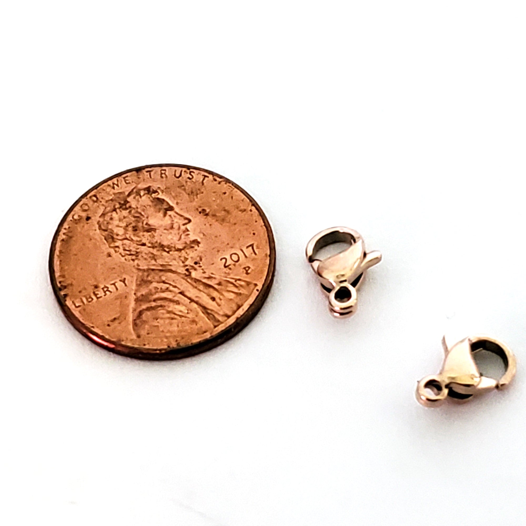 9mm Rose Gold Lobster Clasps, Stainless Steel Real Rose Gold Plated, Lot Size 50 Clasps, #1329 RG