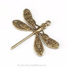 Large Antique Brass Dragonfly Charm, 1 Loop, Lot Size 10, #04B
