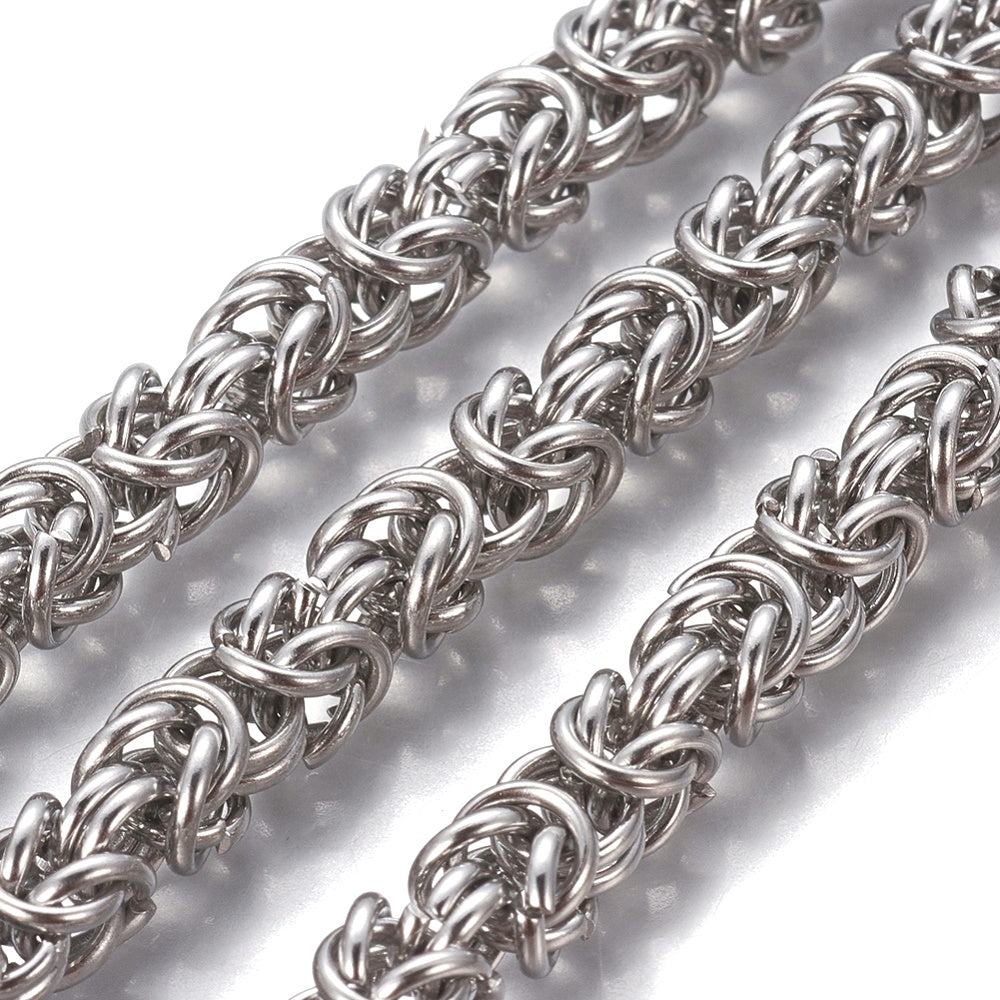 Byzantine Chain Stainless Steel, Open Links, 6mm Diameter, 1 Meter #1966 A