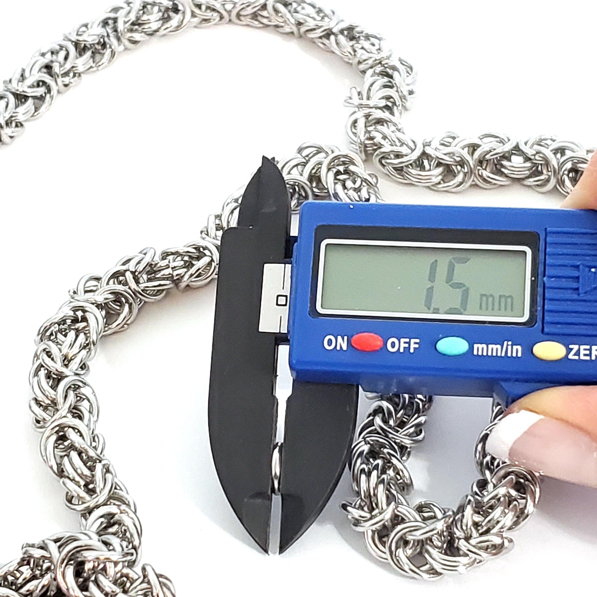 Byzantine Chain Stainless Steel, Open Links, 8mm Diameter, 1 Meter #1966 C