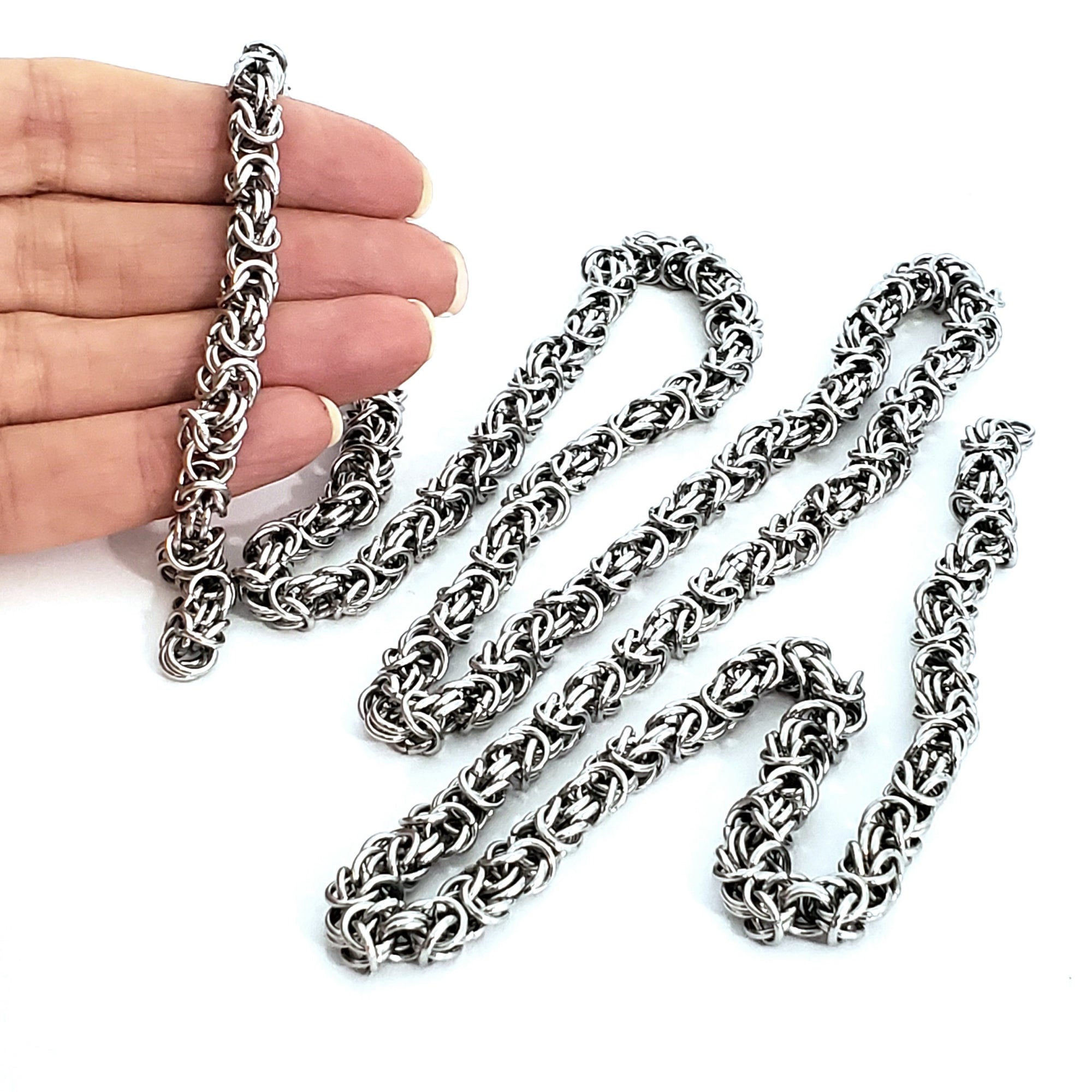 Byzantine Chain Stainless Steel, Open Links, 6mm Diameter, 1 Meter #1966 A