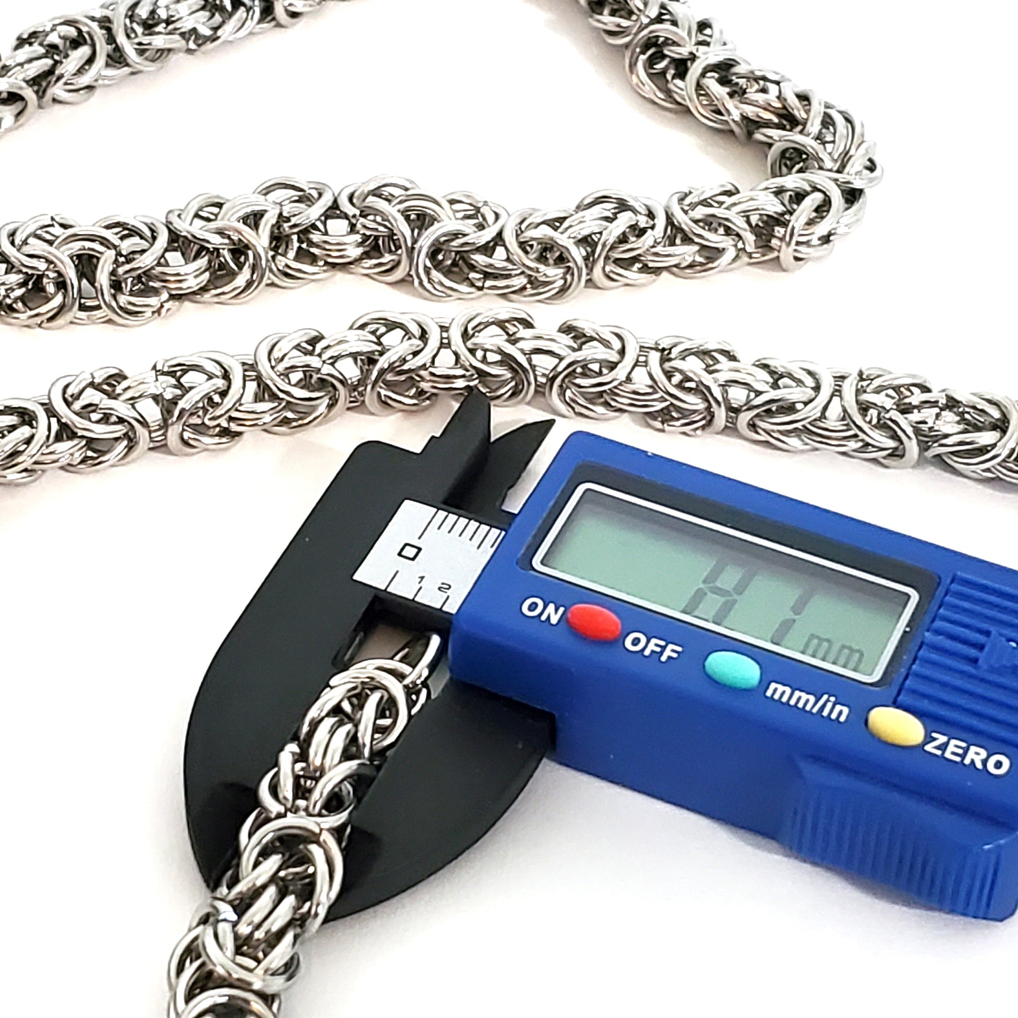 Byzantine Chain Stainless Steel, Open Links, 8mm Diameter, 1 Meter #1966 C
