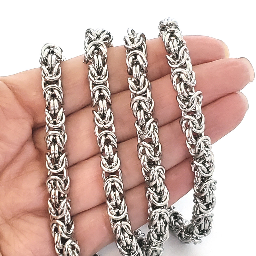 Byzantine Chain Stainless Steel, Open Links, 8mm Diameter, 1 Meter #1966 B