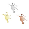 Hummingbird Charms, 24kt Rose Gold Plated Stainless Steel, 13x15x1mm, 3mm Jump Ring, Lot Size 5 Charms, #1667 RG