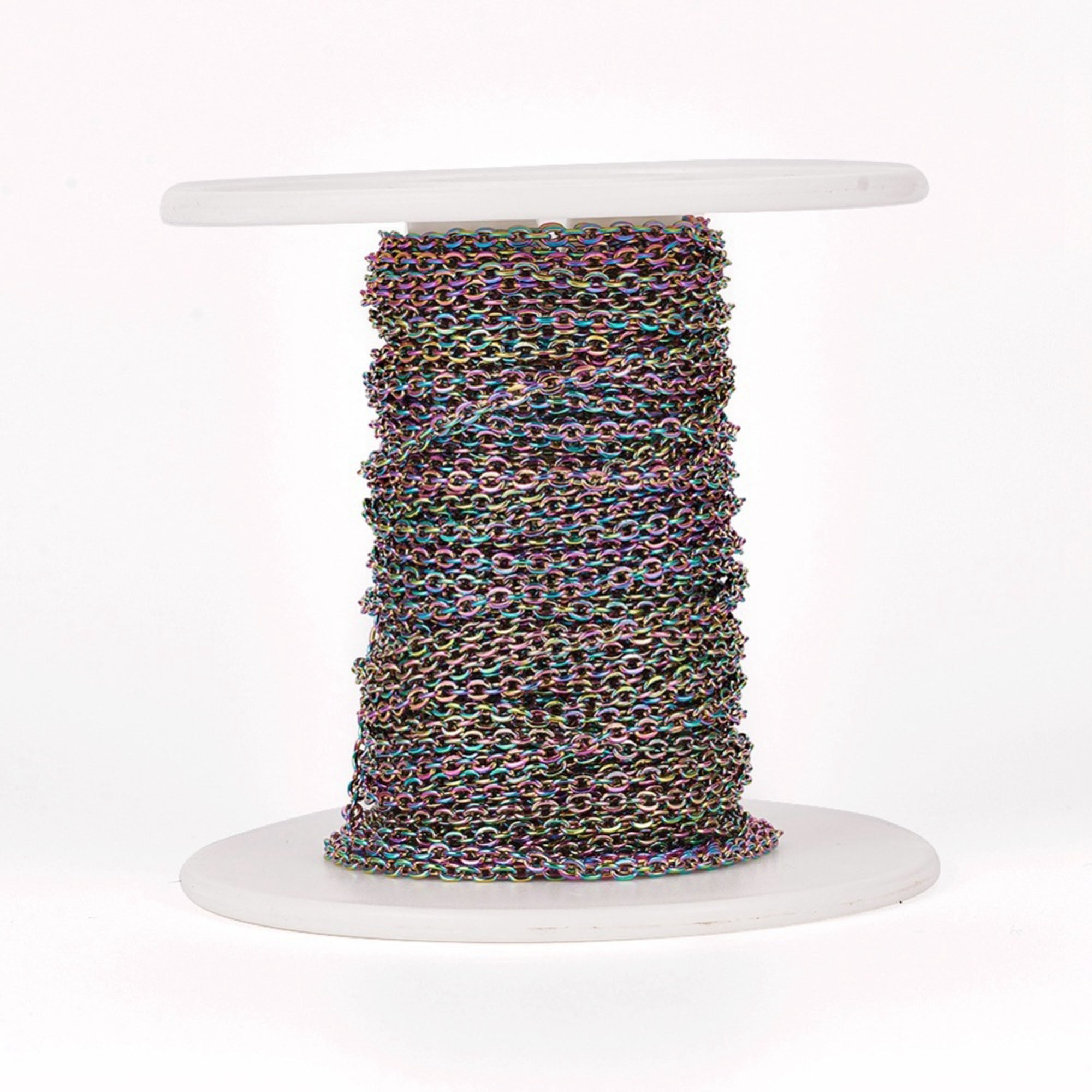 Titanium Plated Stainless Steel Fine Chain, 2.5x2mm Flattened Oval Links, 30 Feet on a Spool, #1909 MC