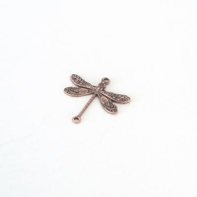 Small Antique Copper Dragonfly Connector Charm, 2 Loop, Lot Size 10, #02C