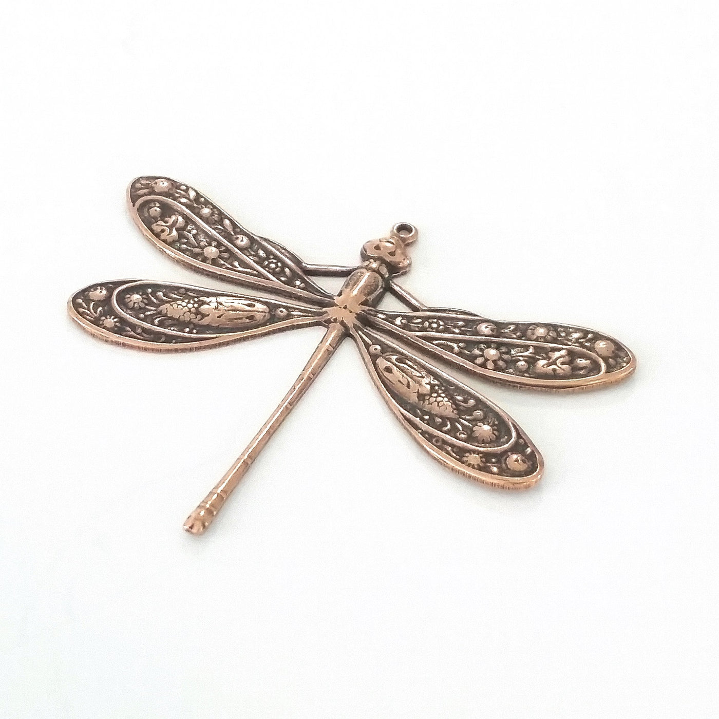 Extra Large Antique Copper Dragonfly Charm, 1 Loop, Lot Size 2, #07C